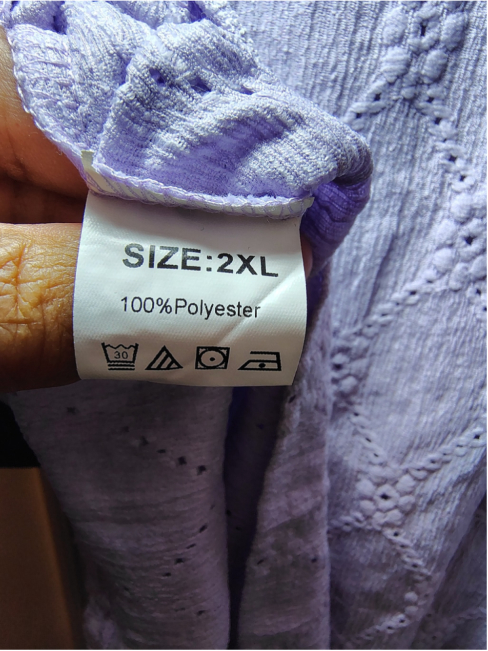 Falechay 2XL Lavender Eyelet Blouse NWT Plus Size Lilac Textured Top - Picture 6 of 10